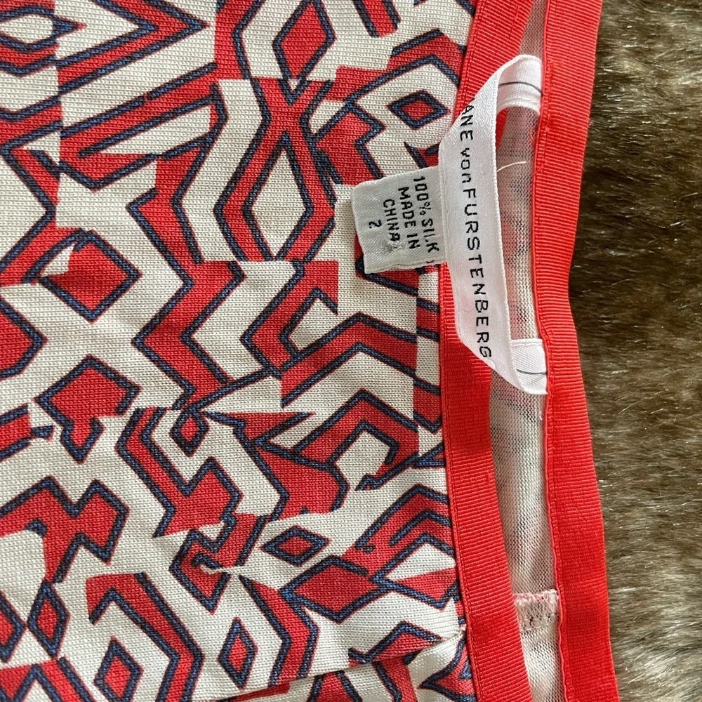 Diane Von Furstenberg Red and White A-Line Skirt